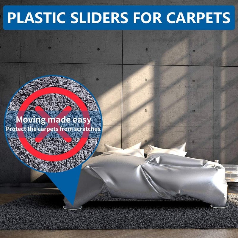 Kayzn Furniture Sliders, Multi-Surface Furniture Sliders for Carpet & Hardwood Floors, 4 Pack 3 1/2"" Furniture Movers for Carpet + 4 Hardwood Socks, Move Furniture on Any Surface Easily! - Image 5